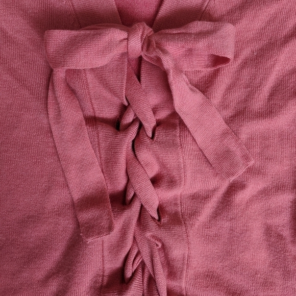 𝅺banana REPUBLIC silk cashmere lace up knit sweater pink xs - Picture 3 of 7
